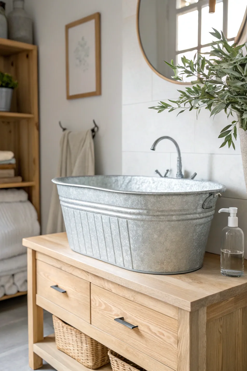Transform your space with a vintage touch: Discover the rustic charm of a beverage tub basin.
