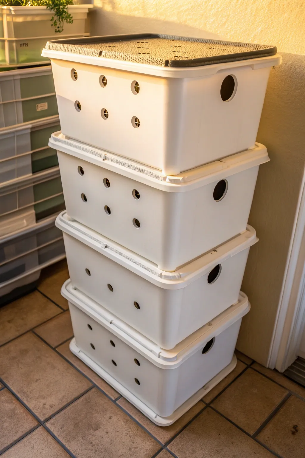 Transform your kitchen space with this sleek, efficient DIY worm bin setup. Perfect for the eco-conscious craftsman.
