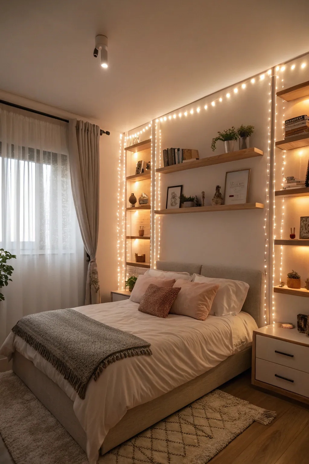 LED strip lights illuminate a bedroom, adding a vibrant and colorful atmosphere.