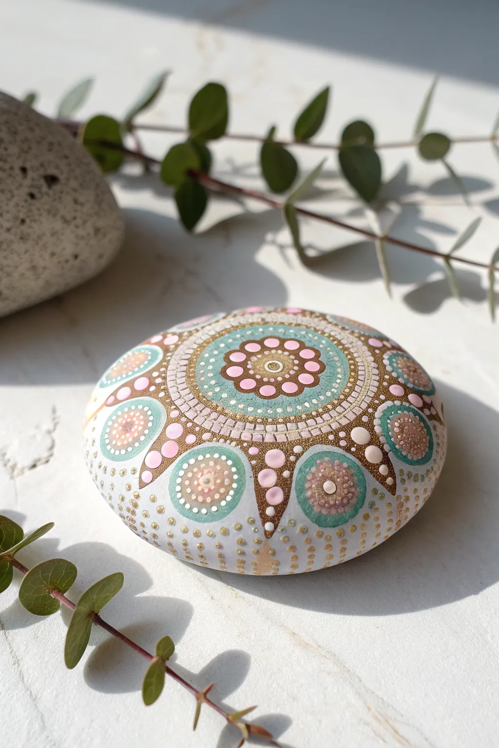 Elevate your space with the art of dot-painted rocks: a blend of simplicity and boho charm.