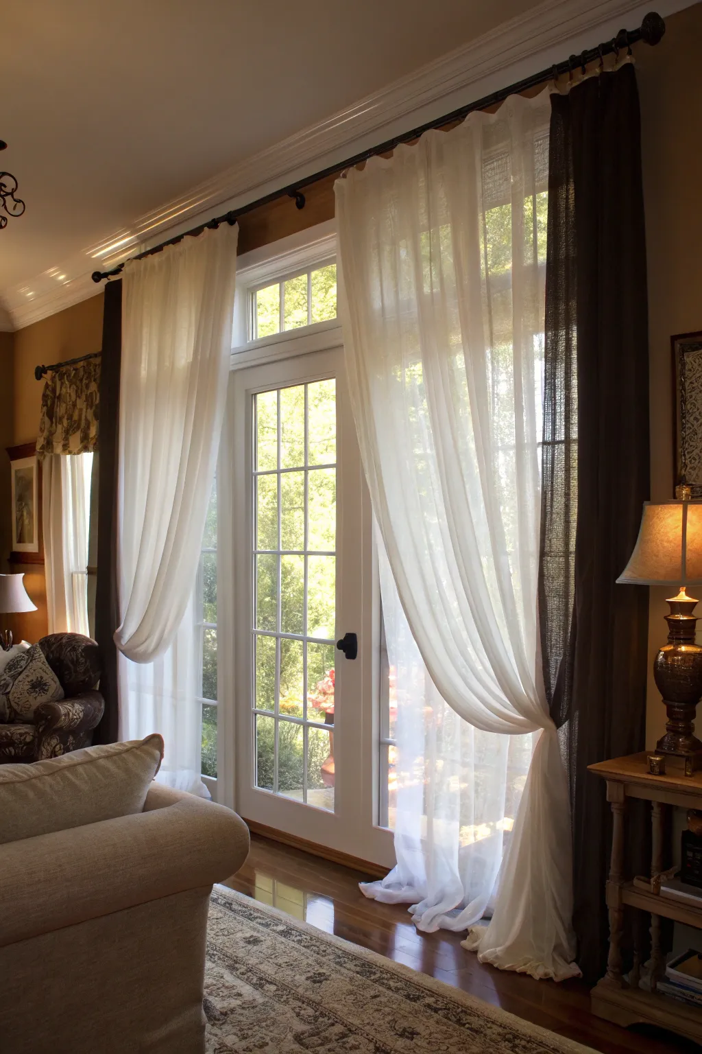Layering sheer and opaque curtains for a versatile look.