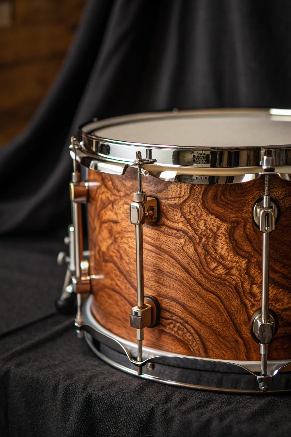 Elevate your drum kit with the timeless elegance of a mahogany wood grain wrap.