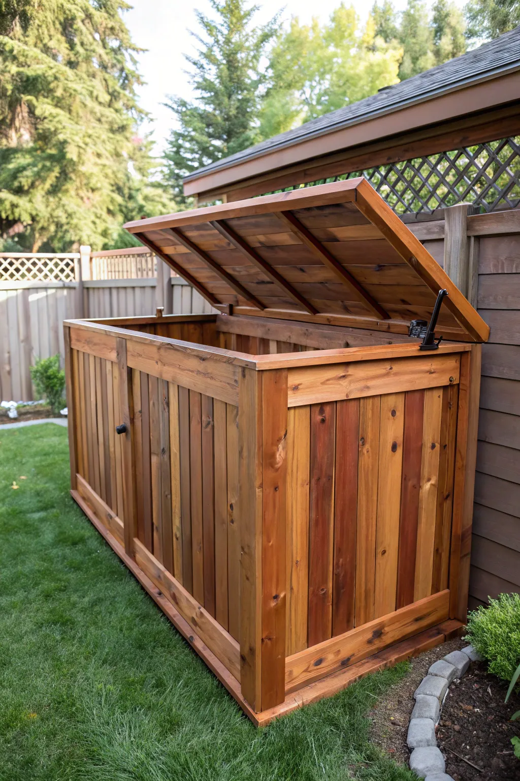 Embrace rustic elegance with a handcrafted cedar dumpster enclosure, where nature meets artful design.