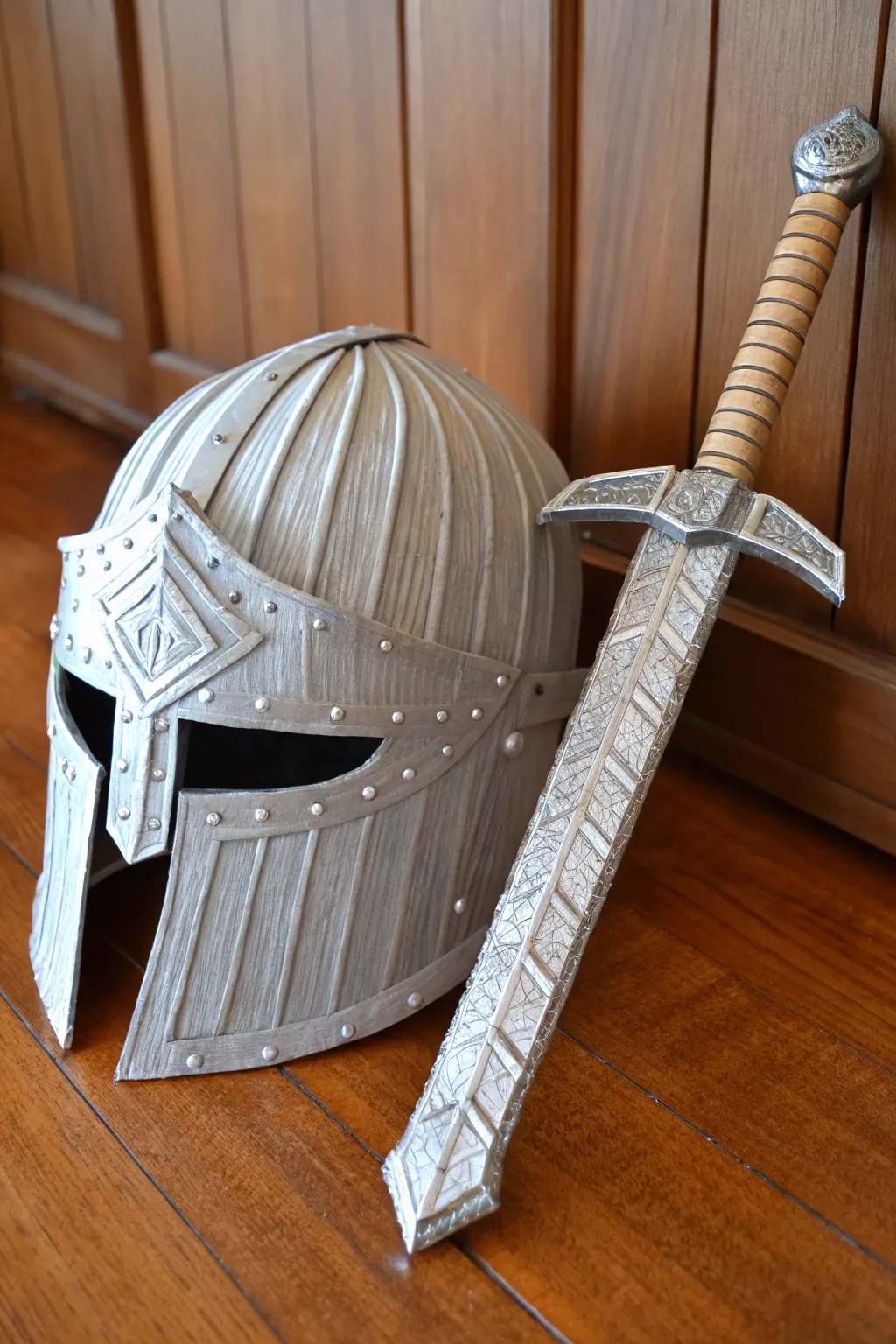 Transformative Craftsmanship: A Cardboard Knight's Armor Awaits the Brave.