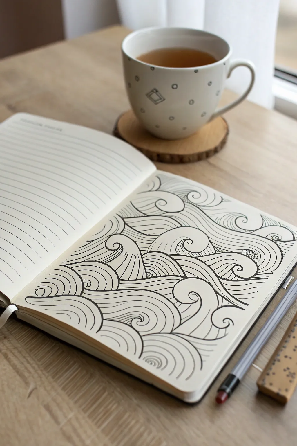 Let your creativity flow with serene wave patterns; a perfect blend of relaxation and artistry.