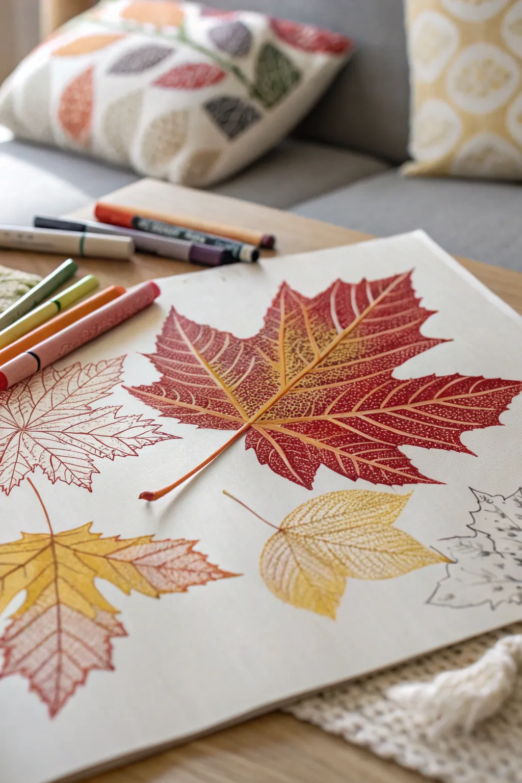 Discover the hidden beauty of autumn leaves through simple yet stunning leaf rubbing art.