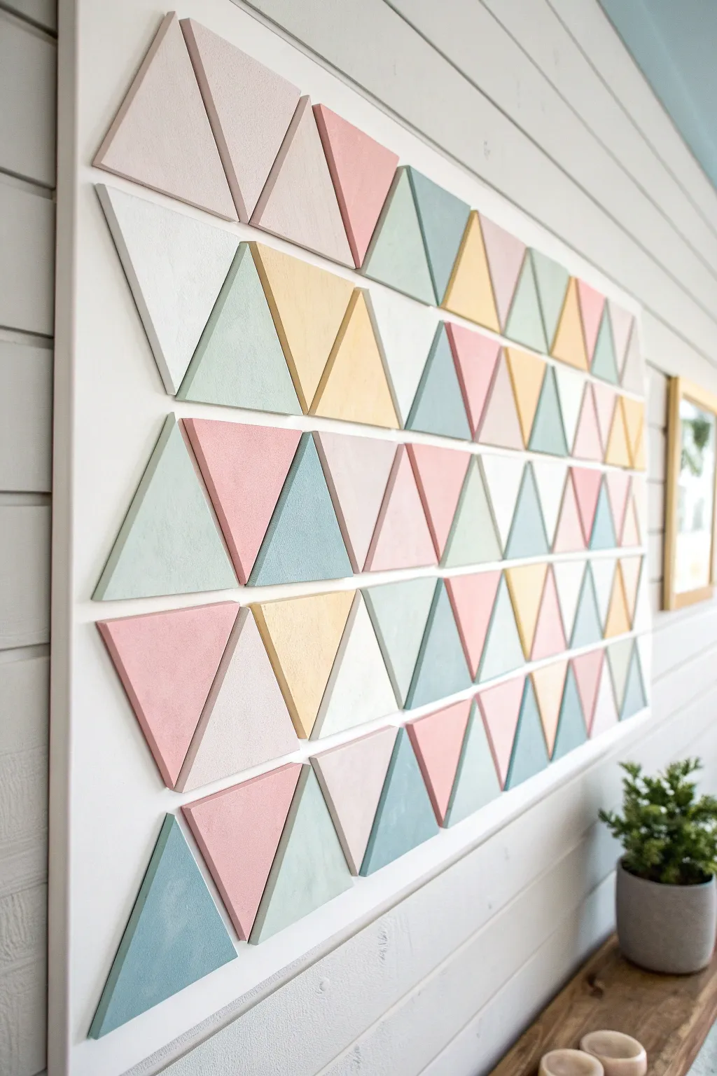 Elevate your space with timeless triangle wall art that combines Scandinavian simplicity with a touch of Boho charm.