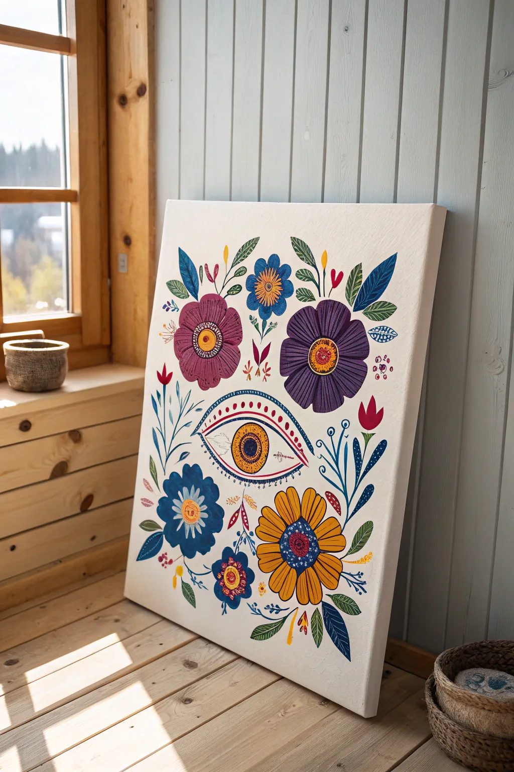 Add a touch of whimsy to your space with surreal floral eye art - where Scandinavian minimalism meets boho creativity!