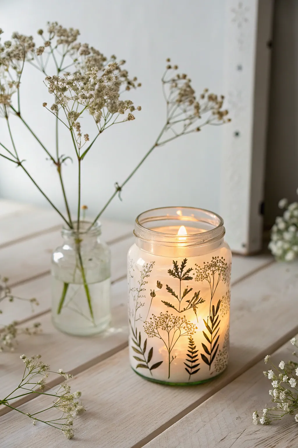 Illuminate Mom's day with the natural beauty of pressed flower lanterns.