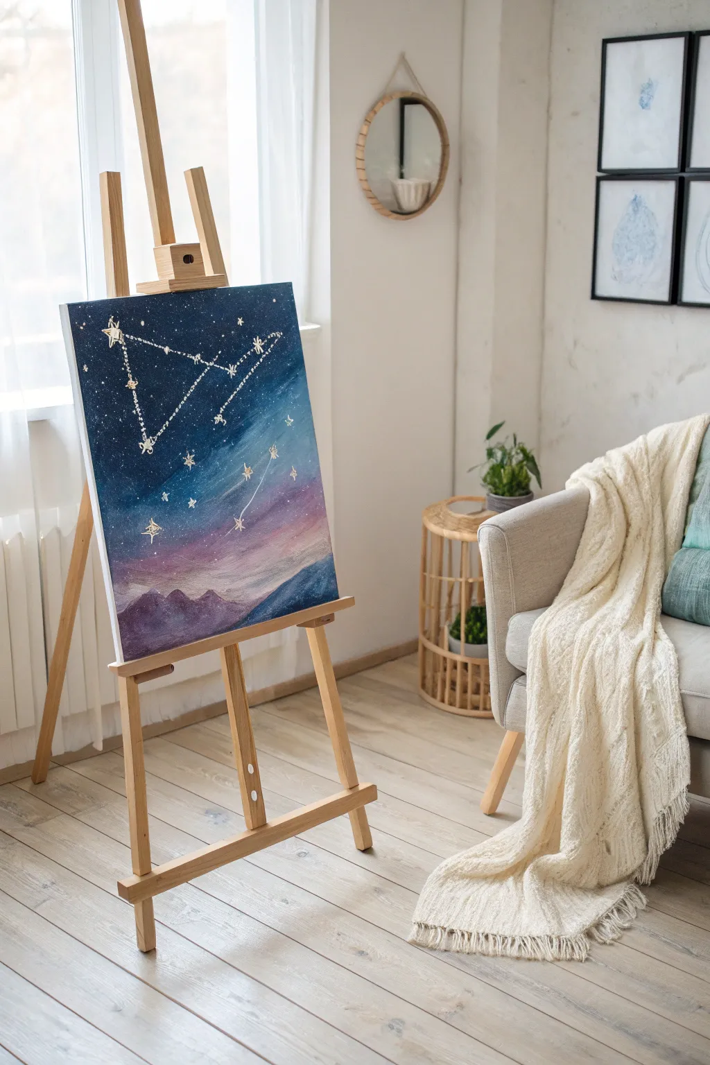 Explore the universe with a brush: Create your own celestial masterpiece with a touch of Scandinavian elegance.