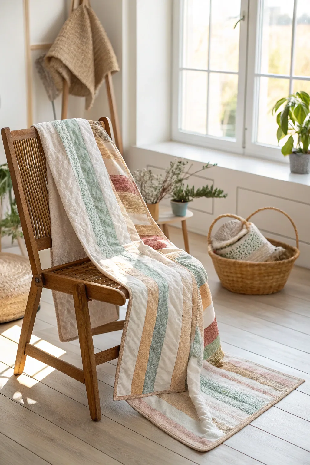 Effortless elegance: This simple strip quilt is your quick path to cozy creativity.