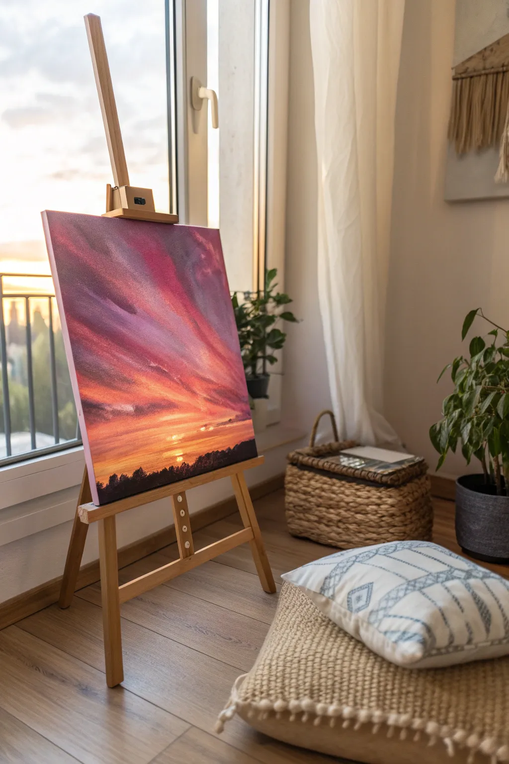 Embrace the serene beauty of a sunset with simple, vibrant strokes. #SunsetHarmony
