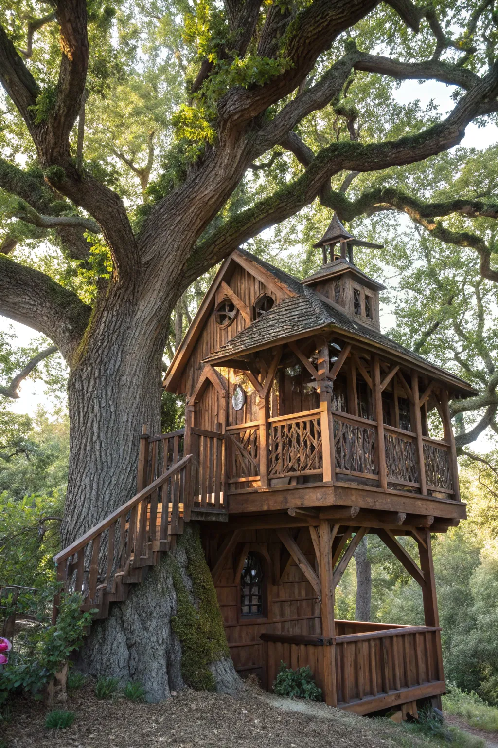 Nature's Embrace: Craftsmanship meets tranquility in this stunning tree house design.