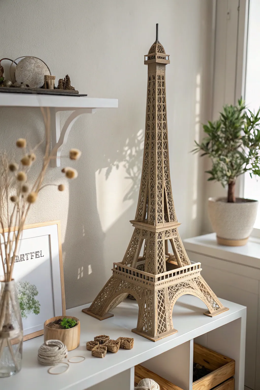 Bring the charm of Paris into your home with this stunning cardboard Eiffel Tower model – a perfect blend of elegance and simplicity.