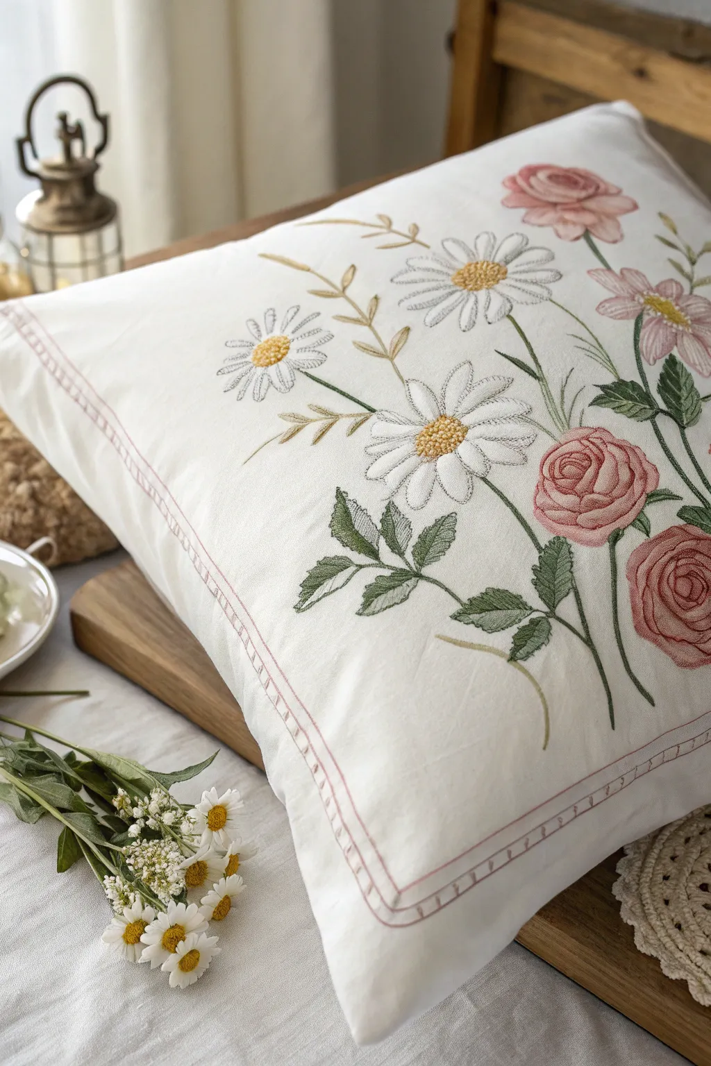 Embrace nature indoors with exquisite floral embroidery that adds a touch of elegance and serenity to any space.