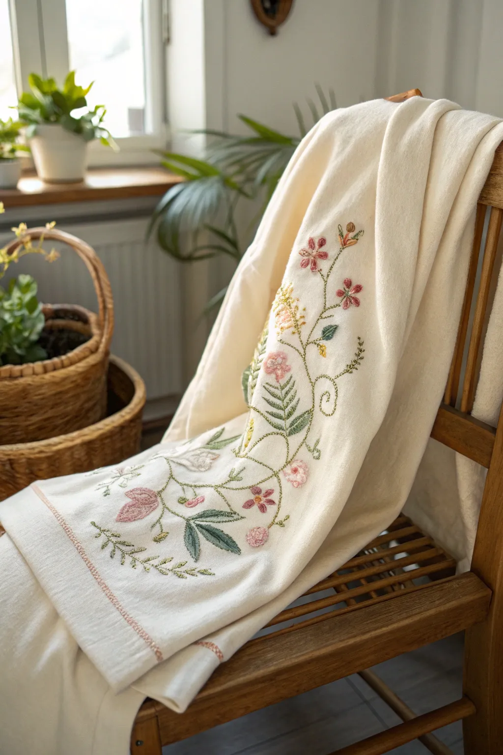 Embrace the essence of spring with blooming floral embroidery, where craftsmanship meets natural beauty.
