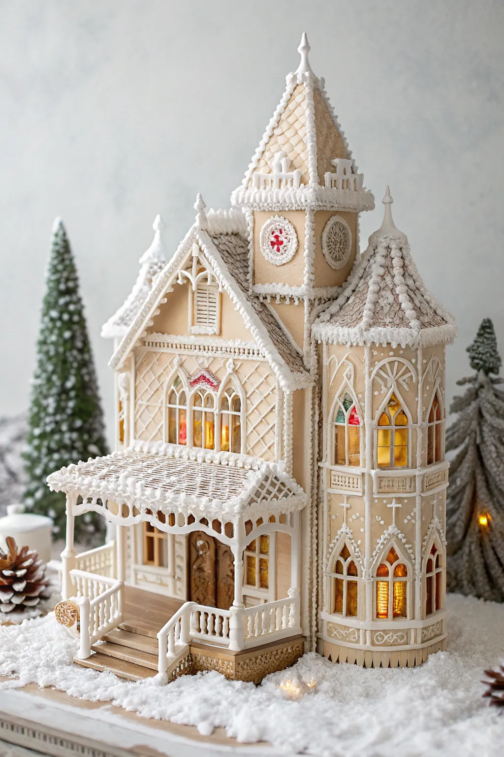 Step into a world of sweet elegance with this Victorian Gingerbread Mansion, where every detail is a testament to creativity and festive charm.