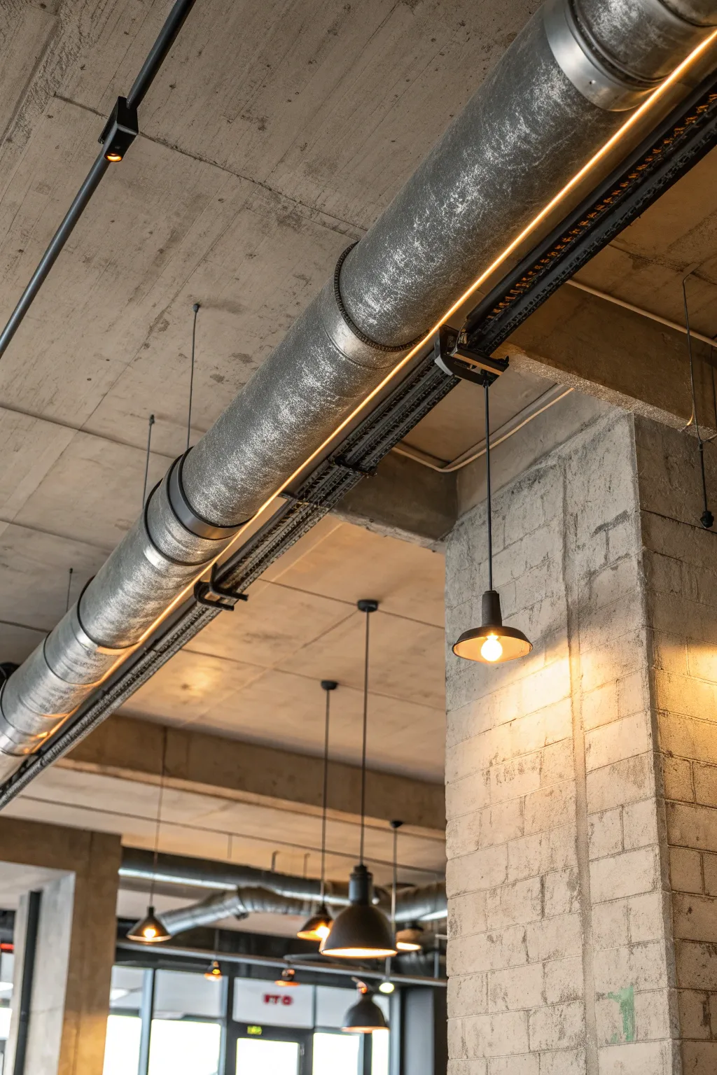 Elevate your space with industrial elegance: bare conduits that make a statement.