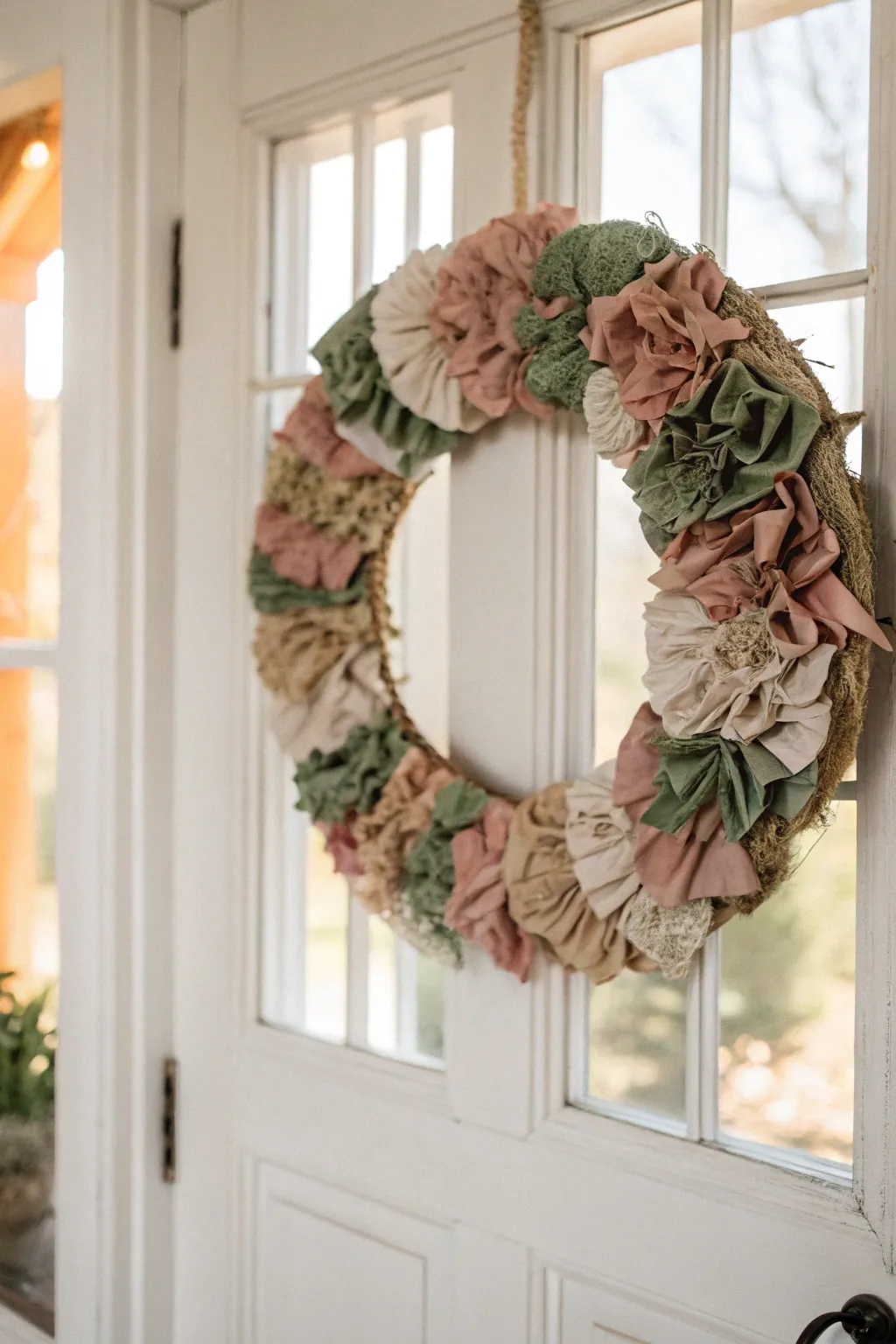 Transform fabric scraps into a cozy, rustic wreath that adds a touch of handcrafted elegance to any door.