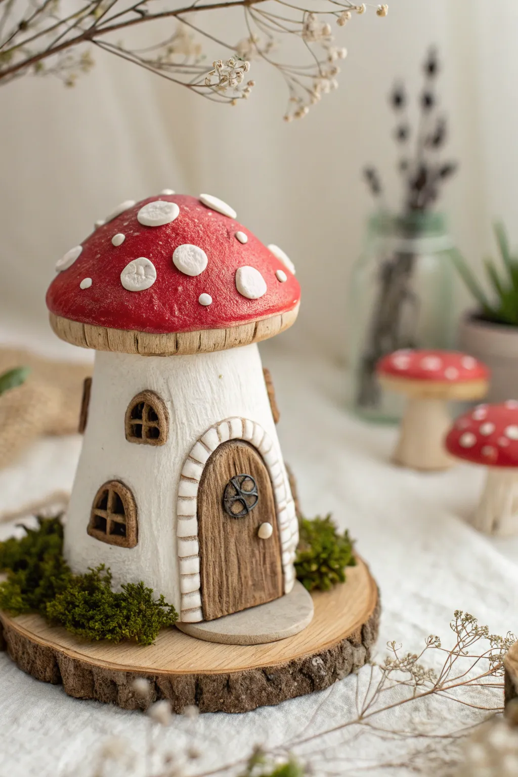 Step into a world of whimsy with this enchanting clay fairy house.