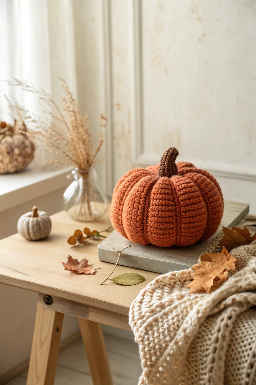 Embrace the cozy charm of fall with handmade pumpkin amigurumi.