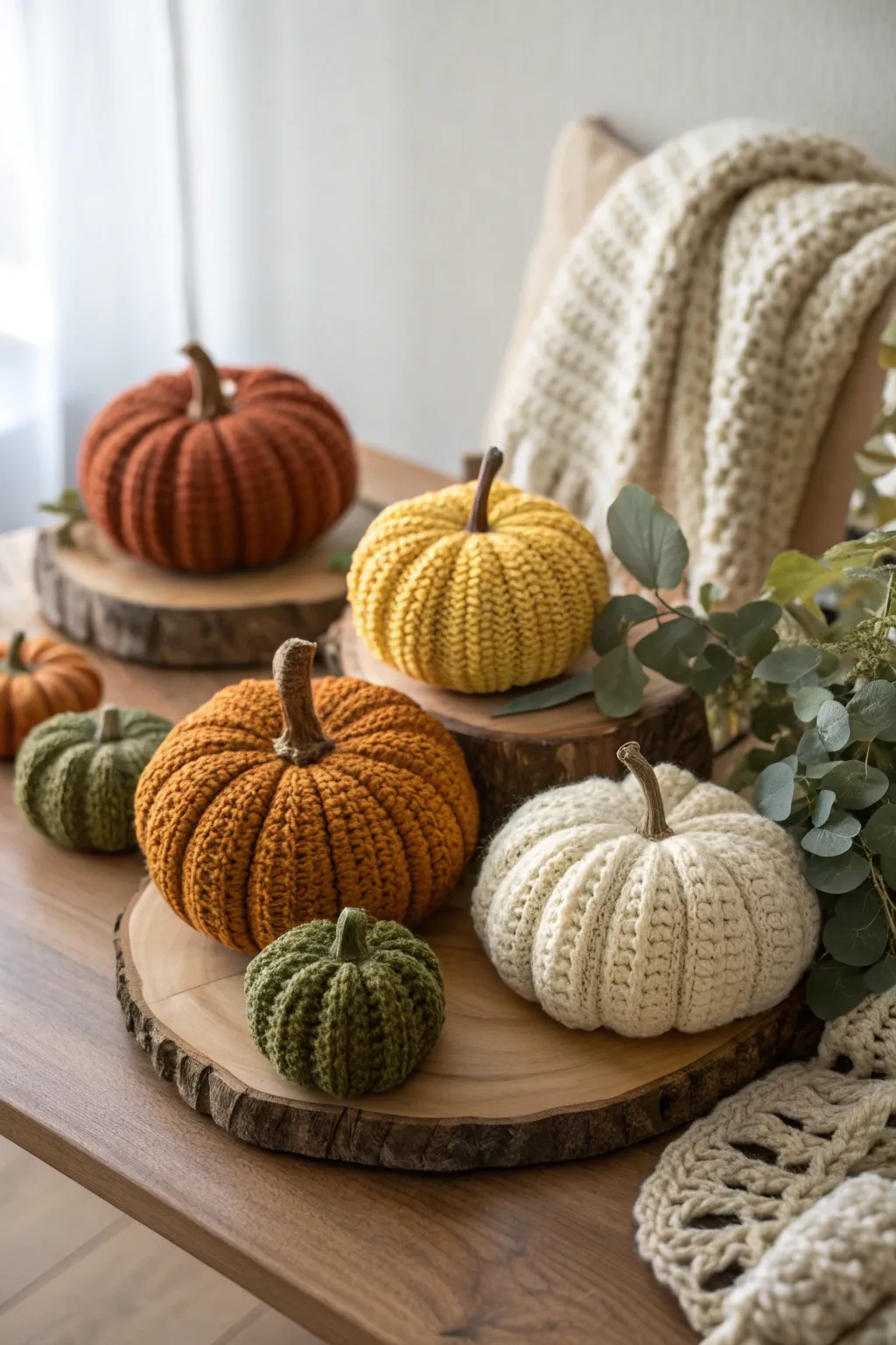 Embrace the cozy charm of fall with handcrafted crochet pumpkins, perfect for a touch of seasonal elegance.