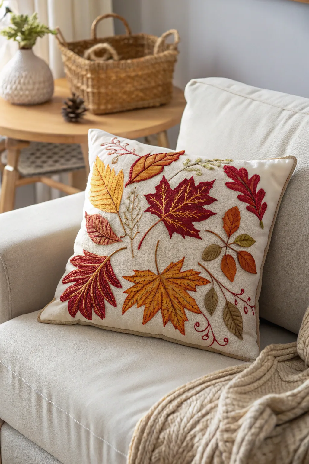 Add a touch of autumn charm with intricately embroidered leaves—perfect for cozy fall vibes.