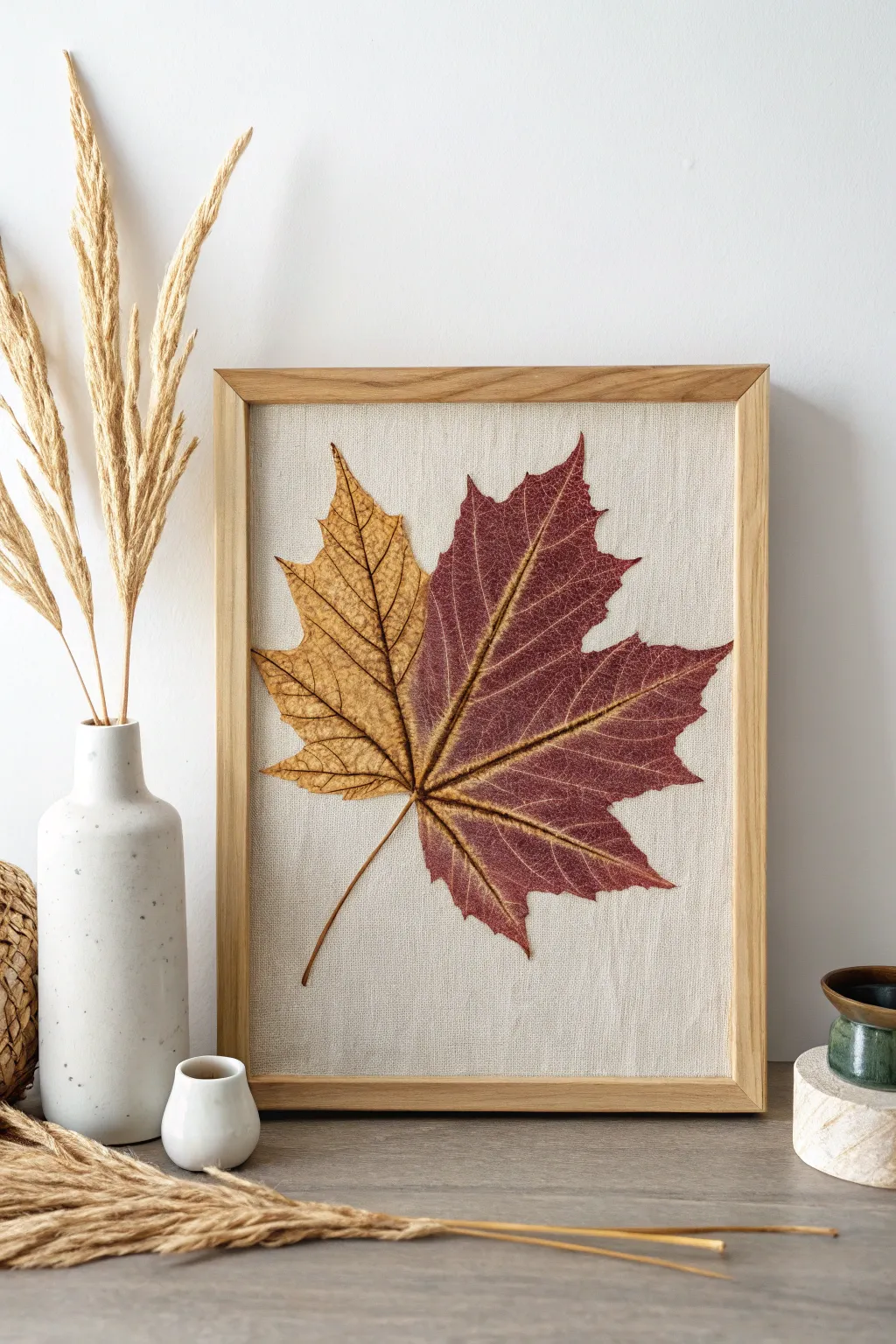 Elevate your space with the natural elegance of leaf-print wall art, where simplicity meets beauty.