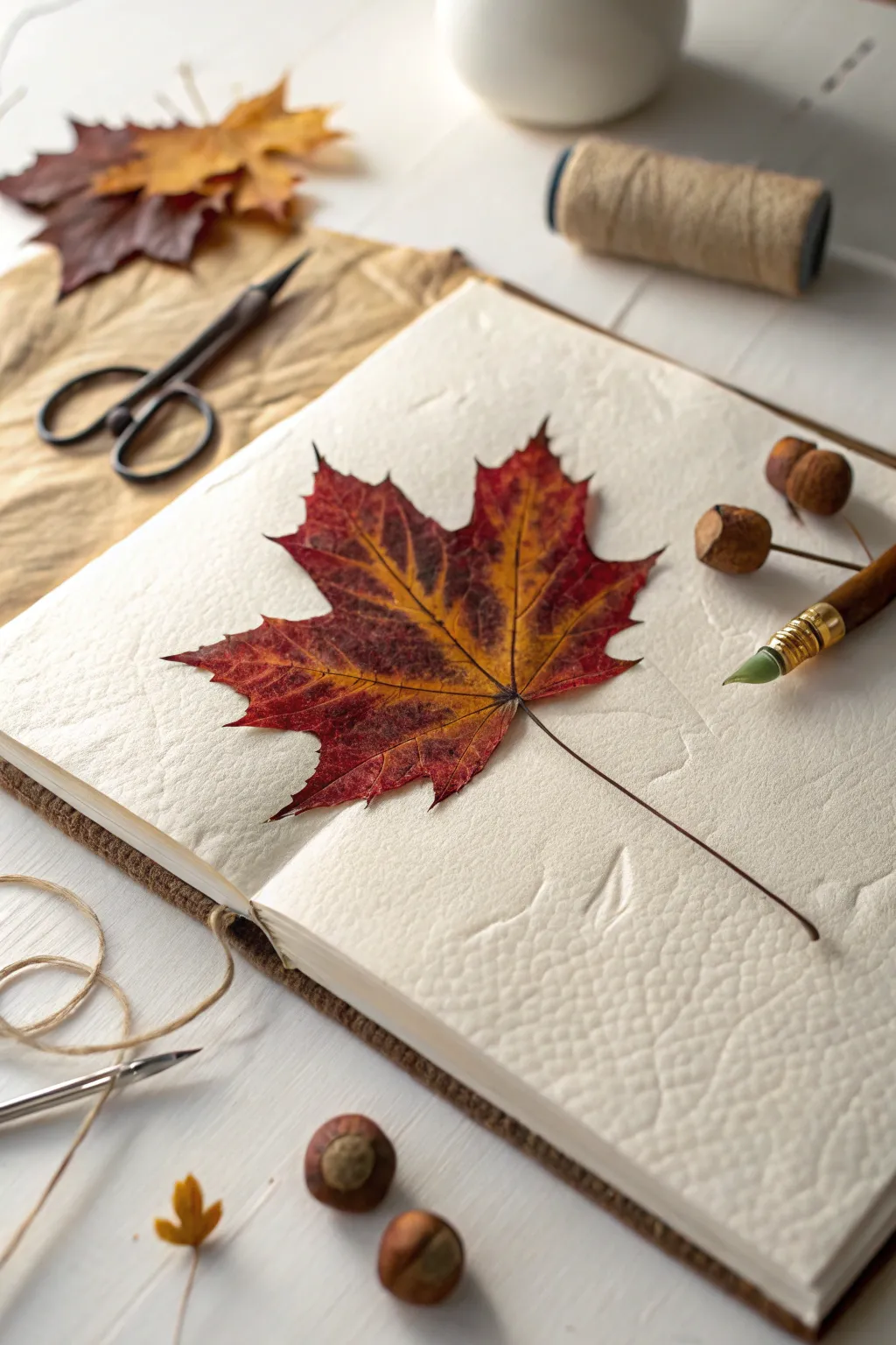 Craft your own autumn story with the natural beauty of pressed leaves.