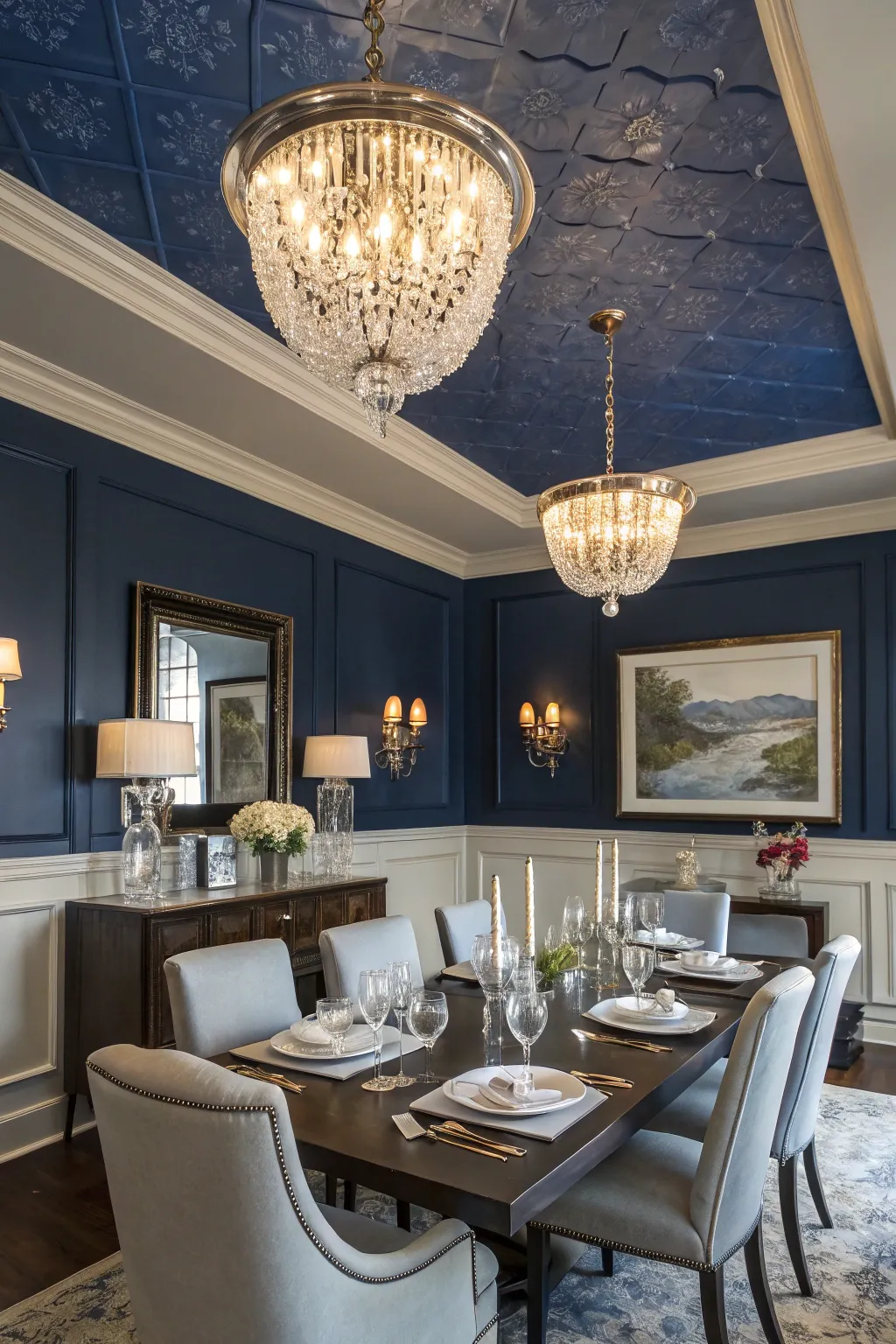 A bold color choice can turn a faux tray ceiling into the star of your room.