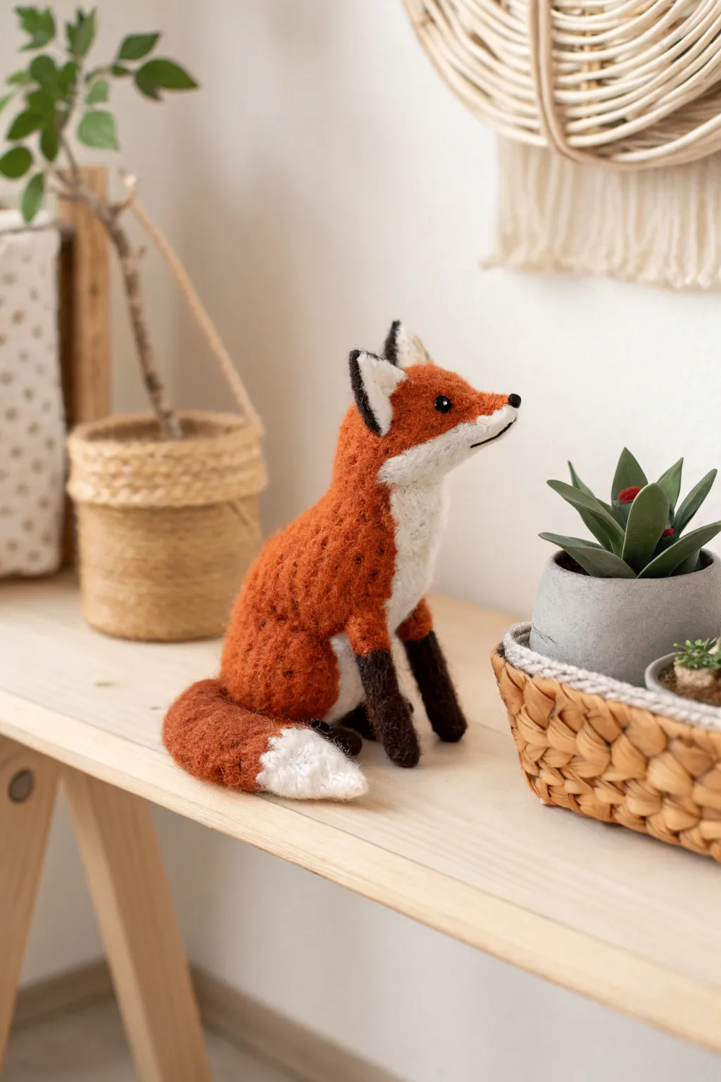 Add a touch of whimsy to your decor with these adorable miniature felt foxes!