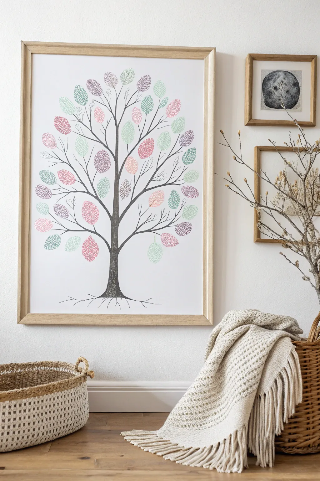 Celebrate family with a touch of artistry—cherish each unique fingerprint on a minimalist family tree.