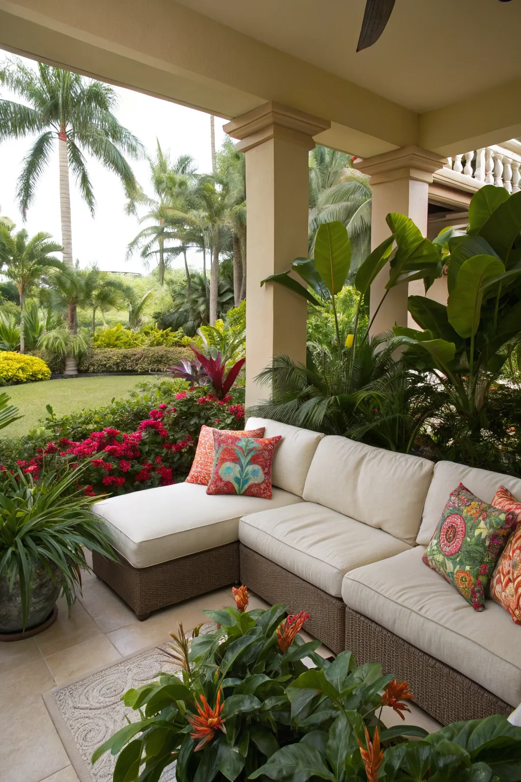 Create a cozy corner with comfortable seating and lush greenery.