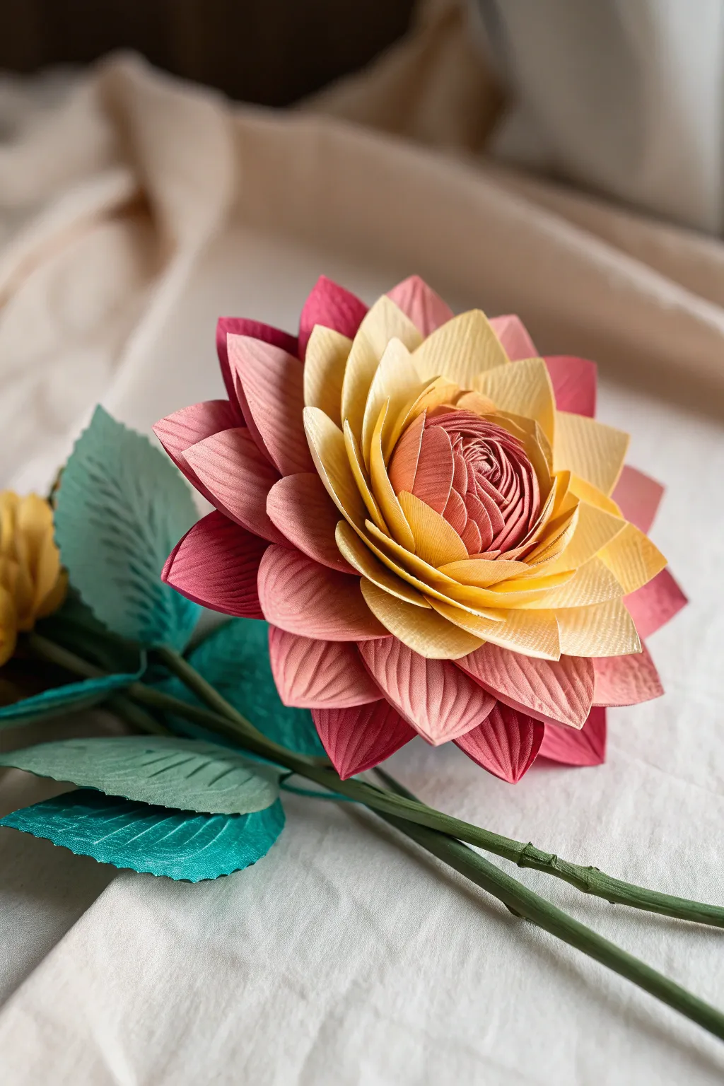 Enchant your space with everlasting blooms: a paper flower masterpiece that blends art and nature.