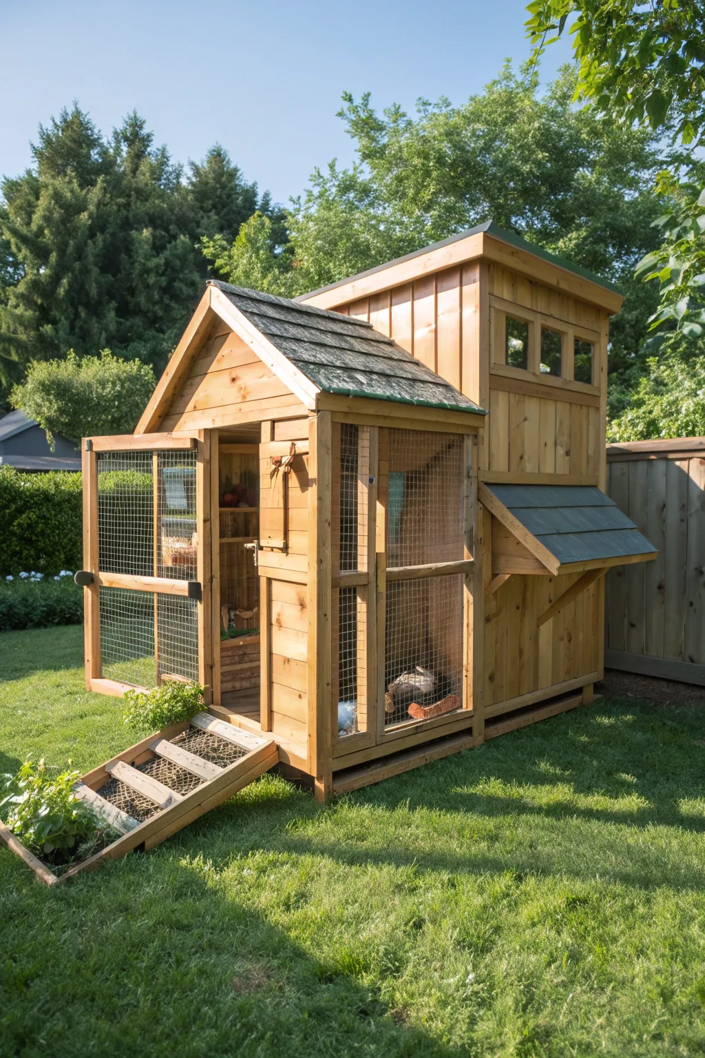 Step into timeless craftsmanship with this classic walk-in chicken coop, where functionality meets rustic charm.