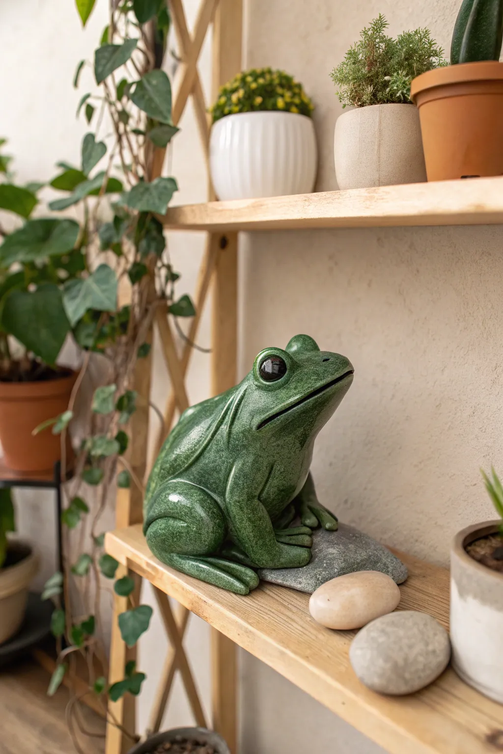 Embrace nature's charm with this exquisite green tree frog figurine, a perfect blend of elegance and simplicity for your home decor.