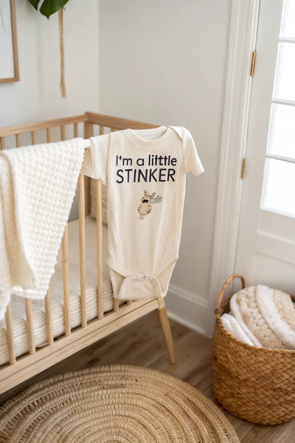 Add a touch of humor to your nursery with this pun-tastic onesie! Perfect for those who love minimalism with a boho twist. #MinimalistNursery #BohoChic