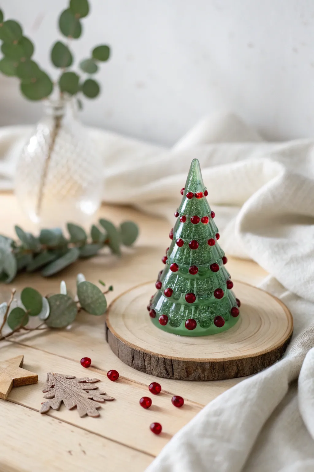 Embrace the beauty of simplicity with this exquisite mini fused glass Christmas tree, perfect for adding a touch of elegance to your holiday decor.