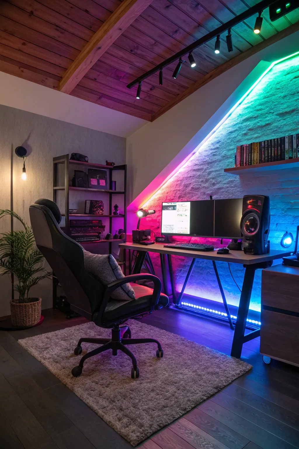 Set the perfect mood with colorful ambient lighting.