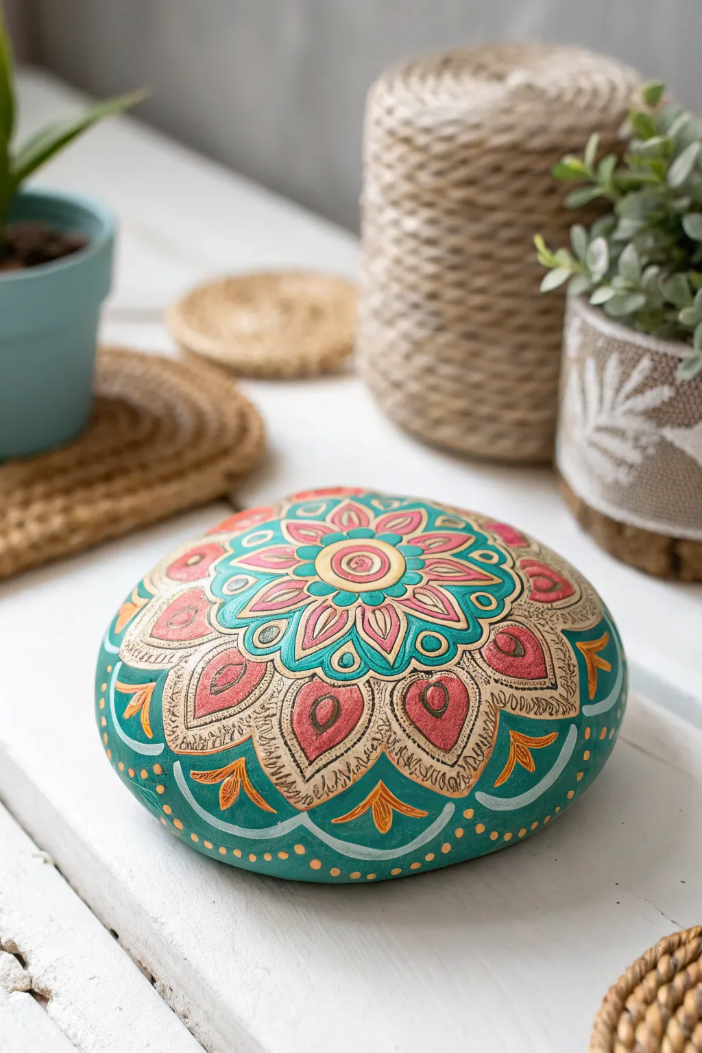 Transform your garden with the vibrant charm of mandala rock art. Embrace the beauty of simplicity and craftsmanship.