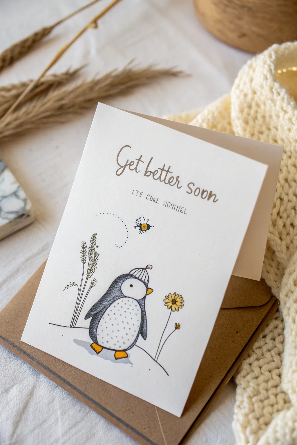 Sending a smile with a touch of whimsy 🐧🐝 Get well soon!