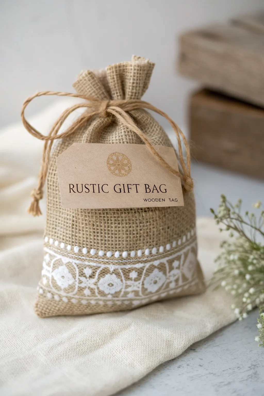 Embrace rustic elegance with this charming burlap gift bag, perfect for a natural, eco-friendly presentation.