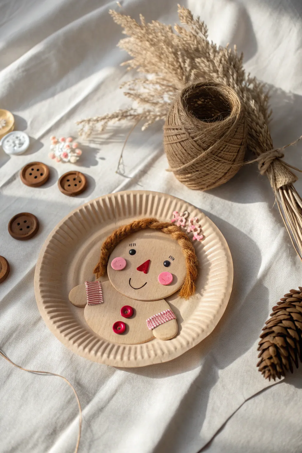 Crafting Joy: Transform a simple paper plate into a charming gingerbread face with a touch of creativity!