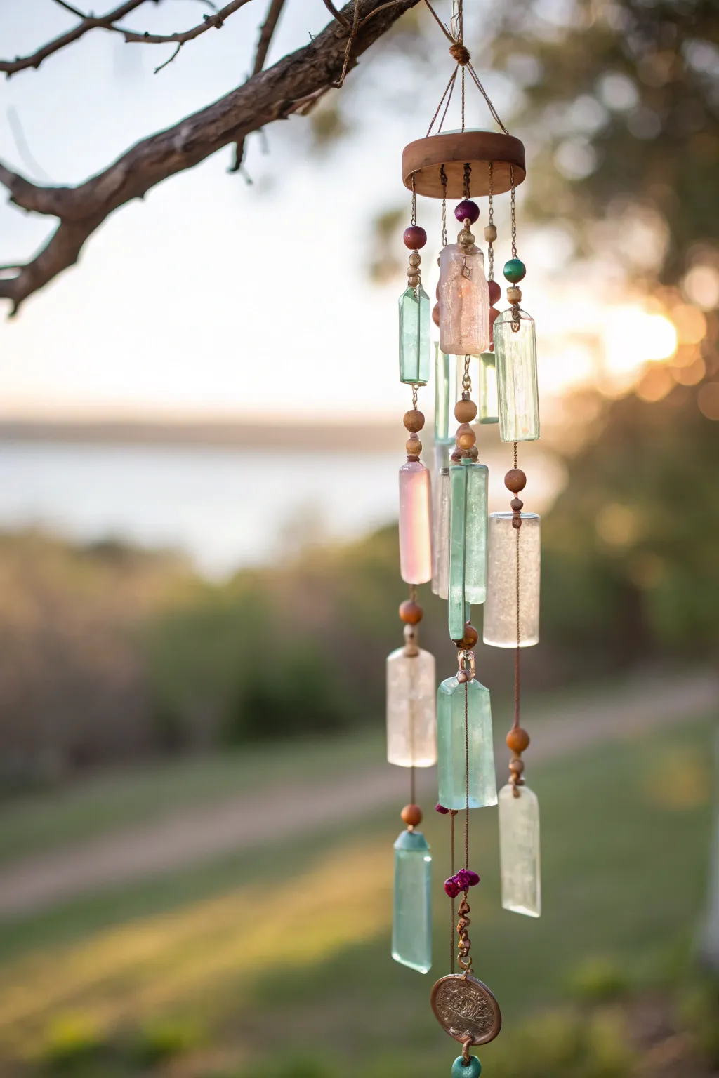 Embrace tranquility with these handcrafted colorful wind chimes, where minimalist design meets natural elegance.