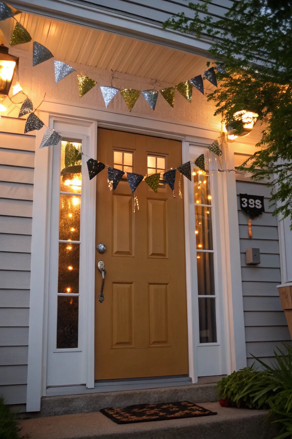 A shimmering garland of mini graduation caps.