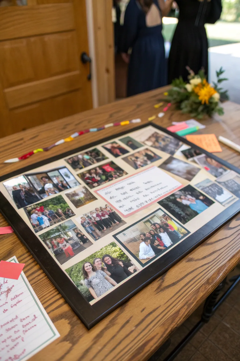 A nostalgic photo collage signing board capturing cherished moments.