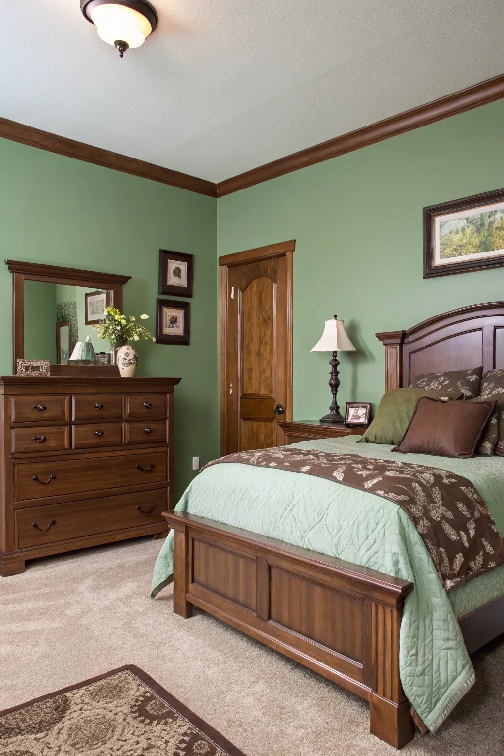 A harmonious blend of earthy tones for a cozy bedroom atmosphere.