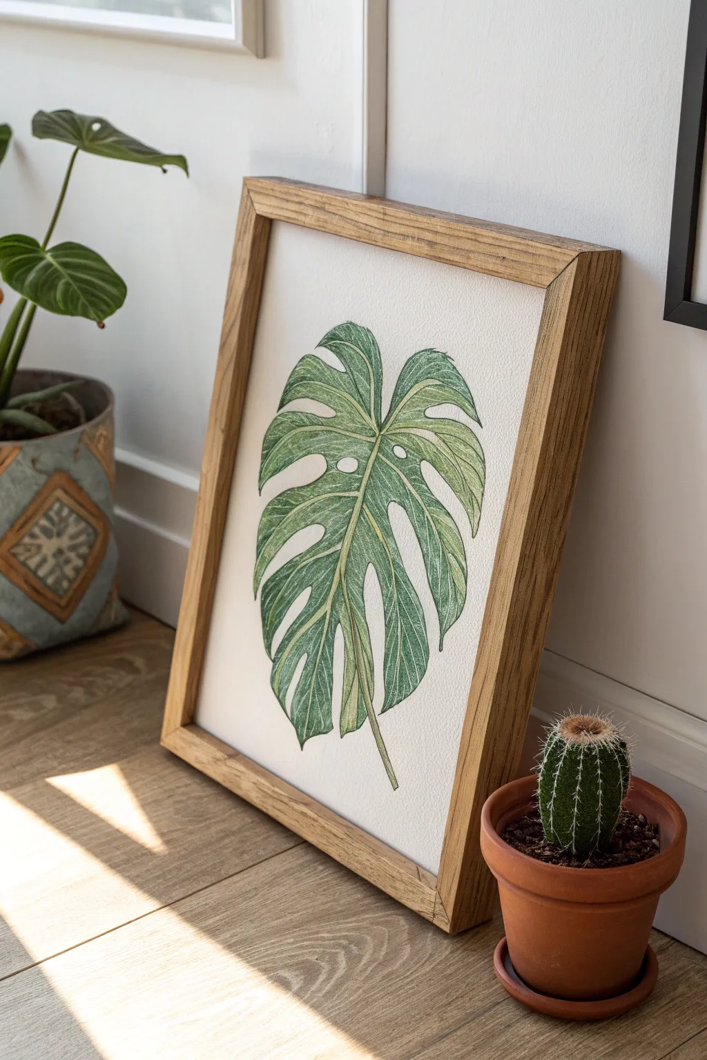 Bring the beauty of nature indoors with the captivating elegance of a Monstera leaf sketch. 🌿 #ArtfulInteriors #MinimalistBoho