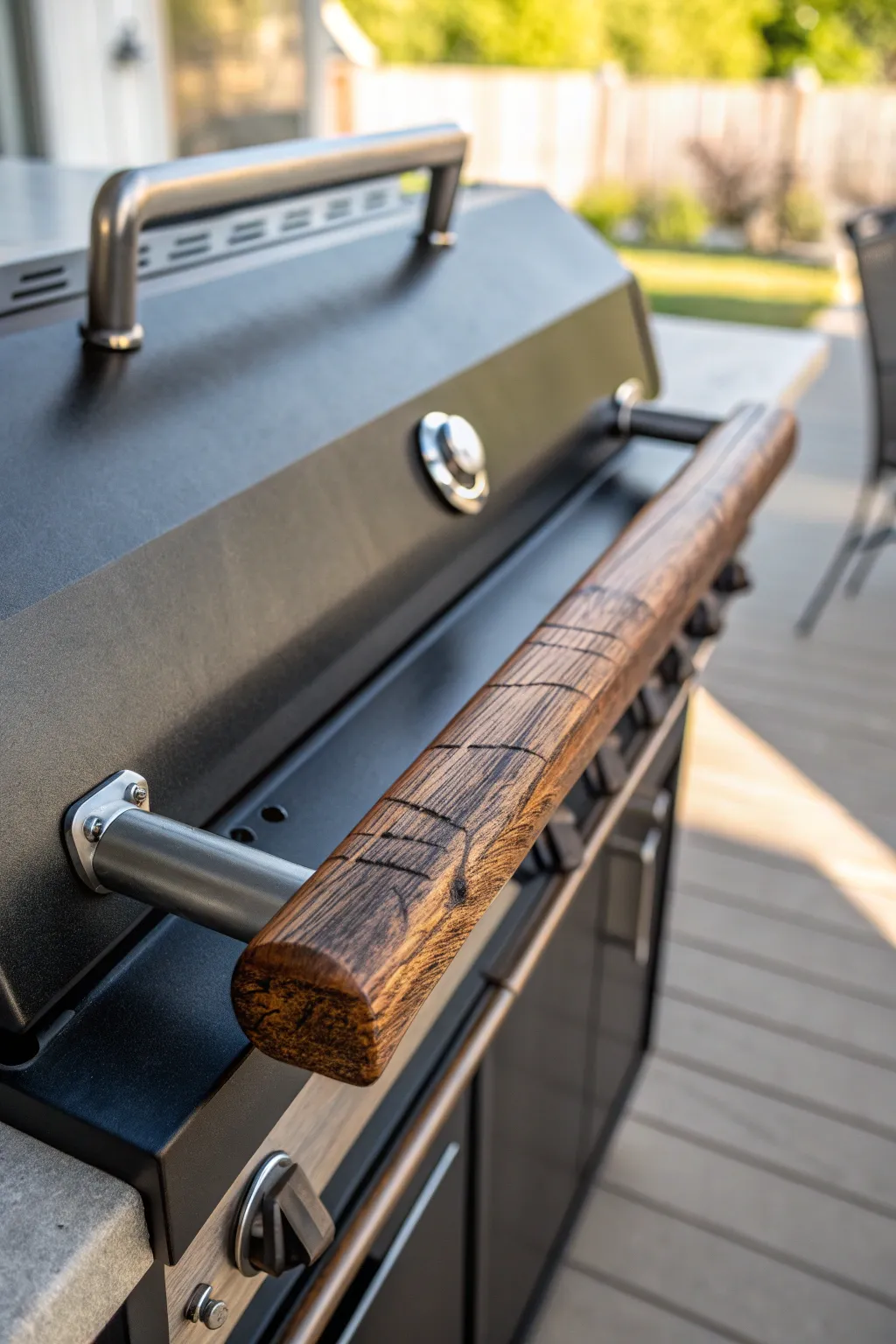 Elevate your grilling game with the timeless charm of rustic wood craftsmanship.
