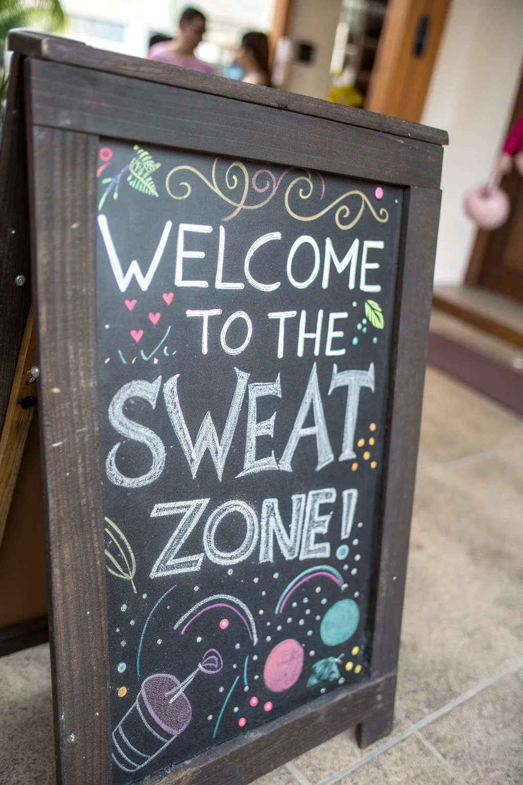 Step into the Sweat Zone: A warm welcome with a touch of humor.